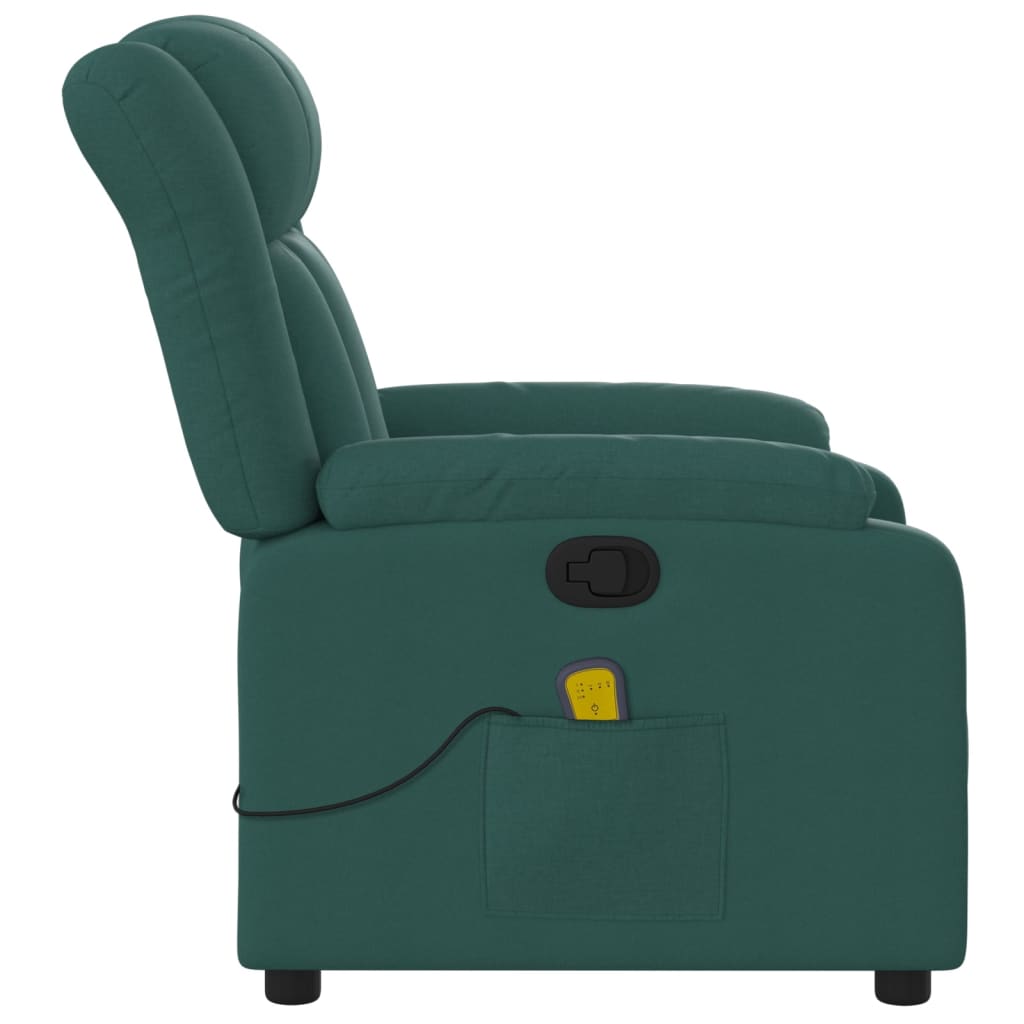 Fauteuil de massage inclinable Vert foncé Tissu Fauteuils vidaXL