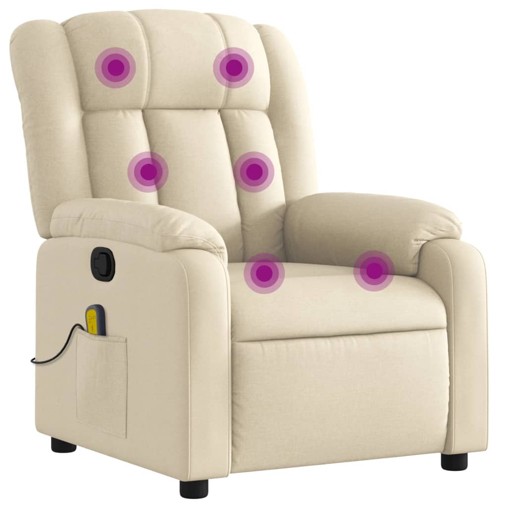 Fauteuil de massage inclinable Crème Tissu Fauteuils vidaXL