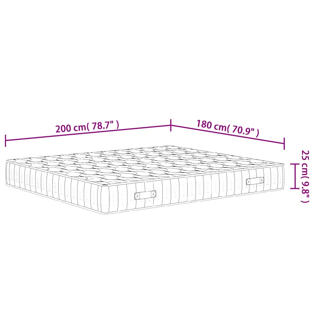 Matelas à ressorts ensachés dureté moyenne 180x200 cm Matelas vidaXL