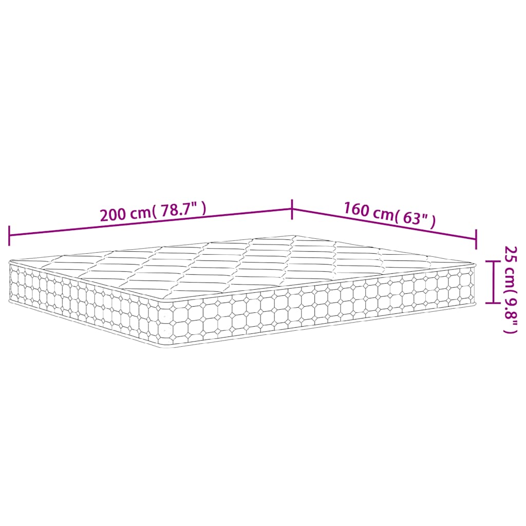 Matelas à ressorts ensachés dureté moyenne 160x200 cm Matelas vidaXL