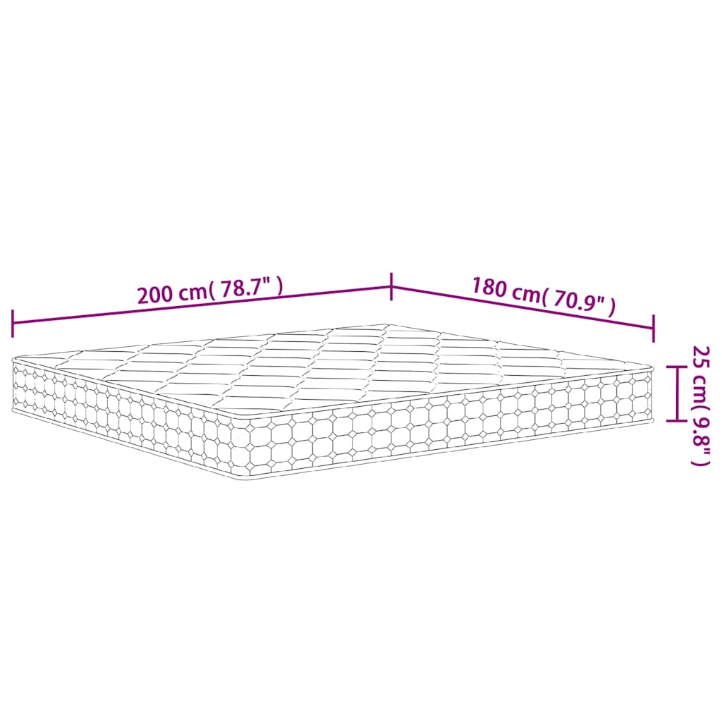 Matelas à ressorts ensachés dureté moyenne 180x200 cm Matelas vidaXL