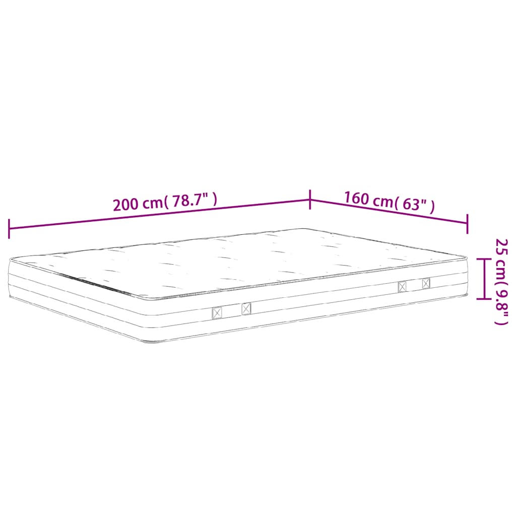 Matelas à ressorts ensachés dureté moyenne 160x200 cm Matelas vidaXL