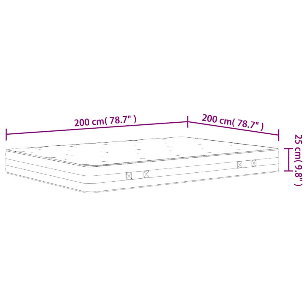 Matelas à ressorts ensachés dureté moyenne 200x200 cm Matelas vidaXL