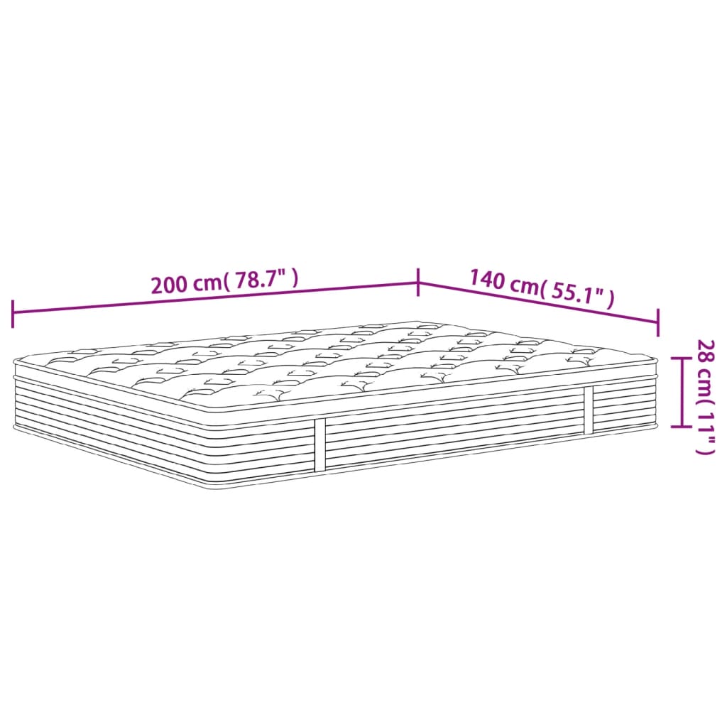 Matelas à ressorts ensachés moyen plus 140x200 cm Matelas vidaXL   