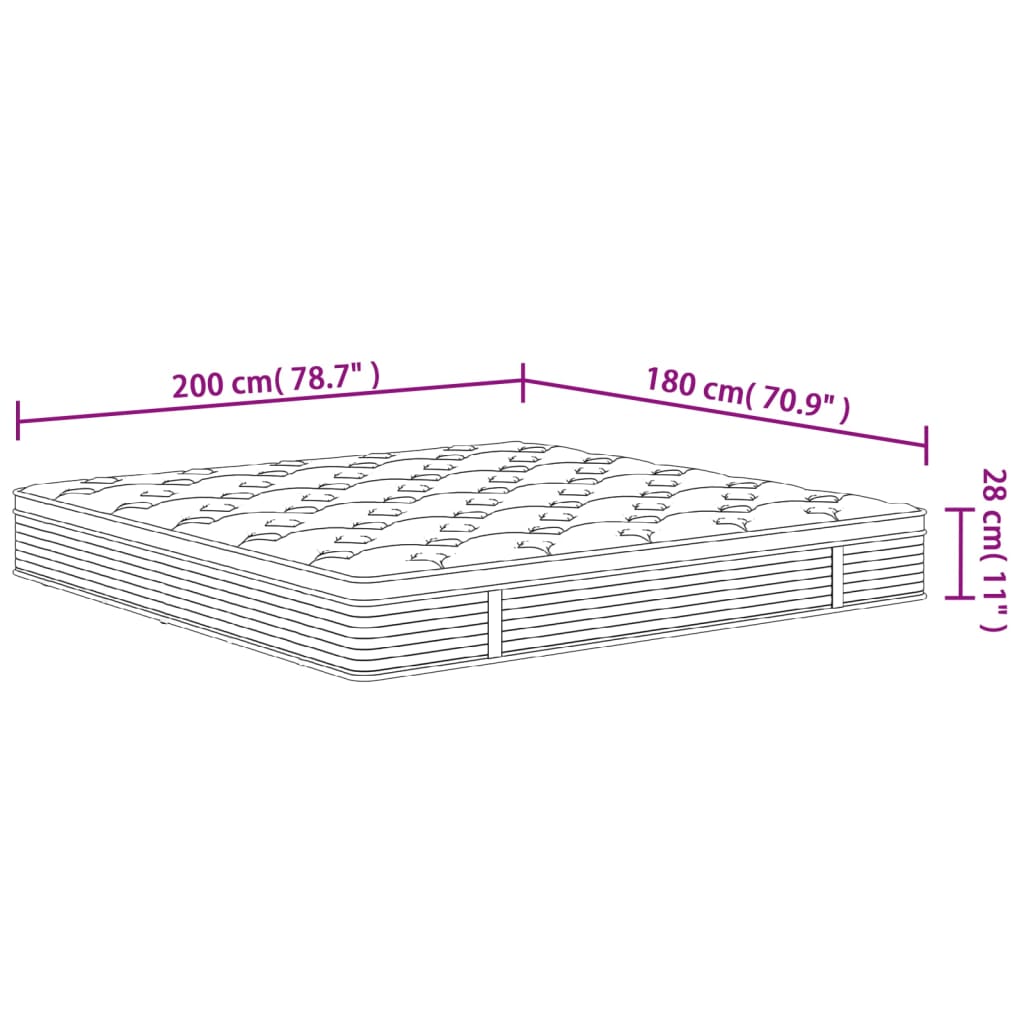 Matelas à ressorts ensachés moyen plus 180x200 cm Matelas vidaXL   