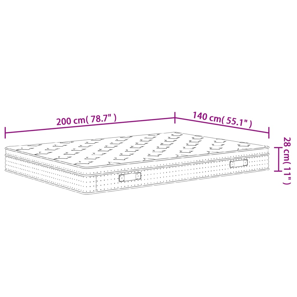 Matelas à ressorts ensachés moyen plus 140x200 cm Matelas vidaXL   