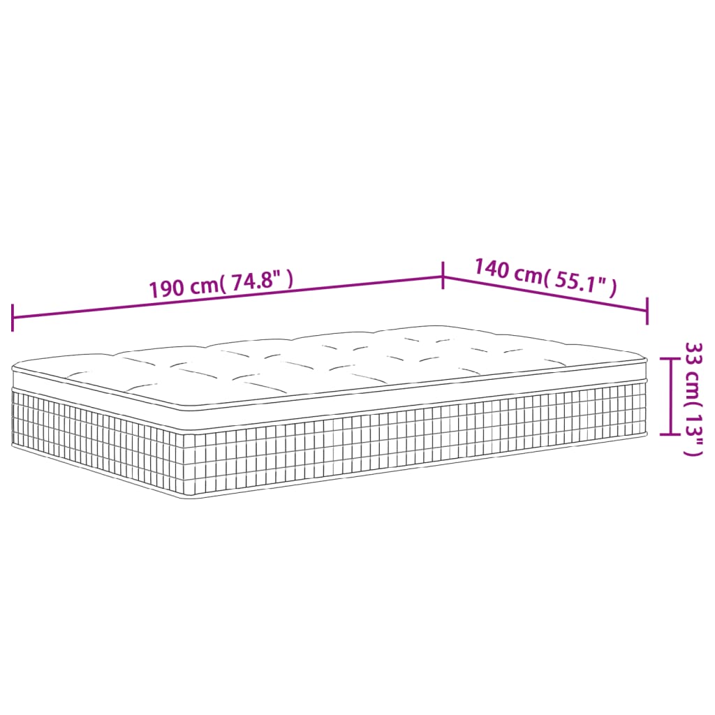 Matelas à ressorts ensachés dureté moyenne 140x190 cm Matelas vidaXL   