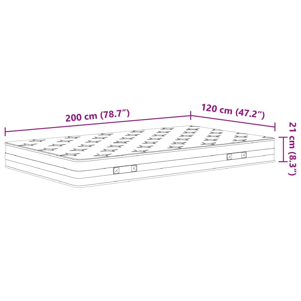 Matelas à ressorts bonnell moyen 120x200 cm Matelas vidaXL   