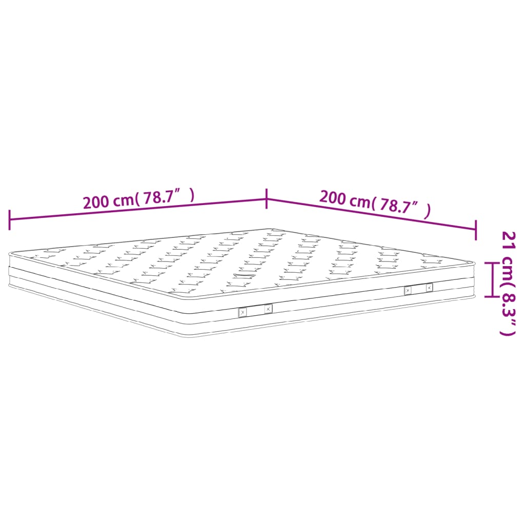 Matelas à ressorts bonnell moyen 200x200 cm Matelas vidaXL   