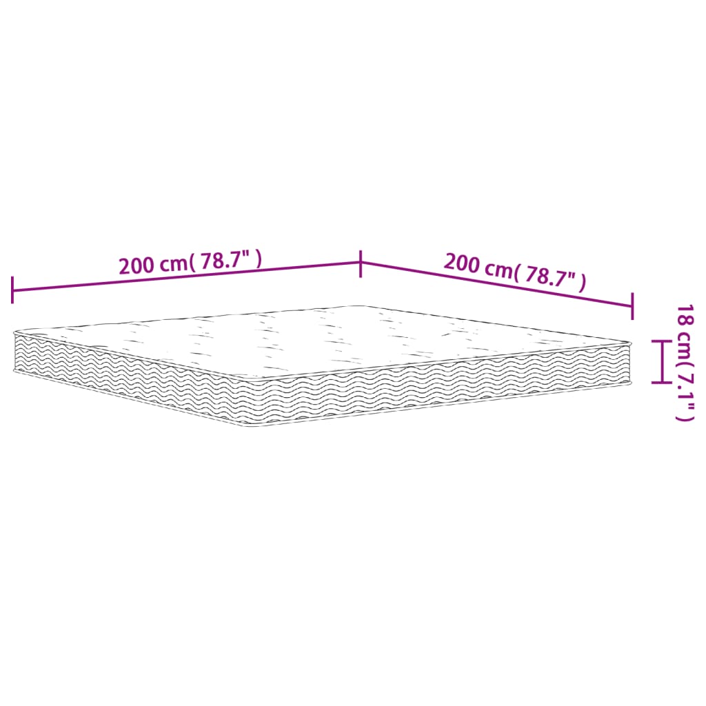 Matelas à ressorts bonnell moyen 200x200 cm Matelas vidaXL   