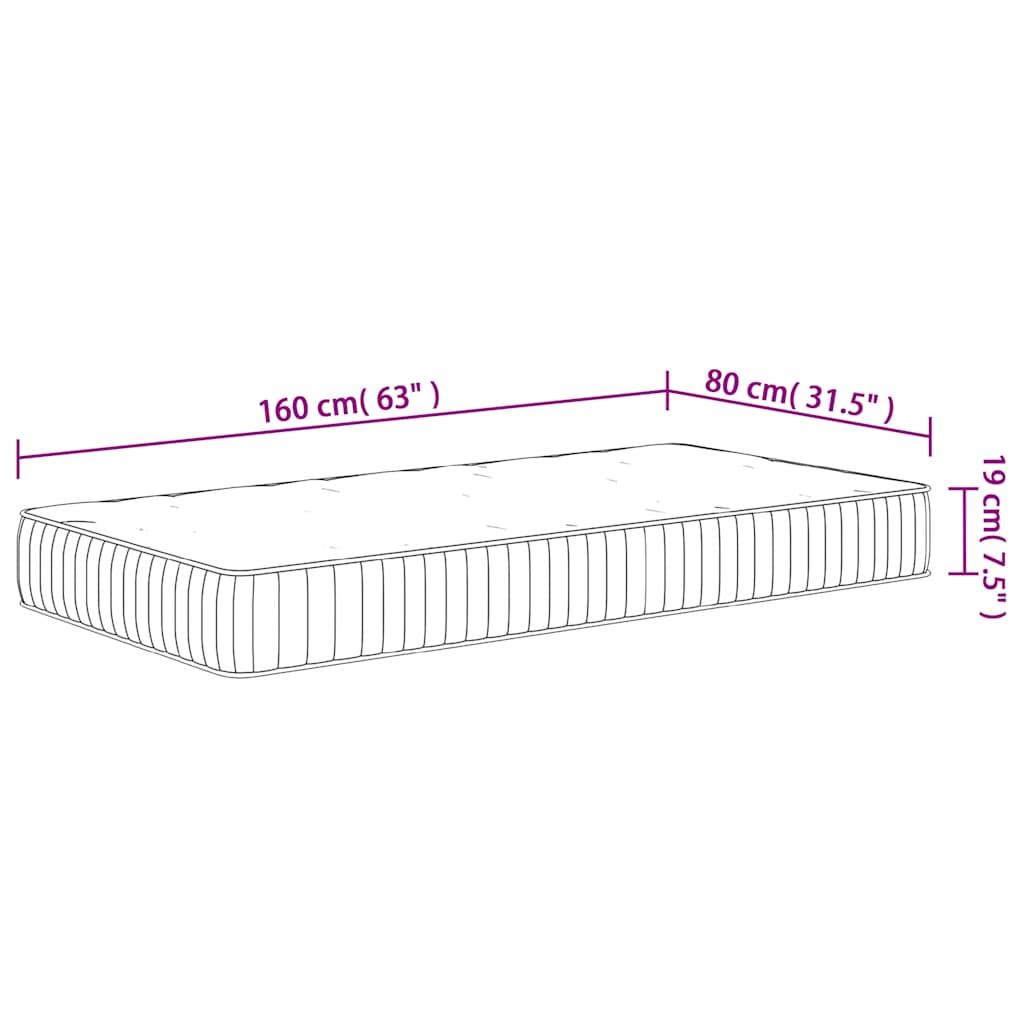 Matelas à ressorts ensachés pour enfants moyen 80x160 cm Matelas vidaXL