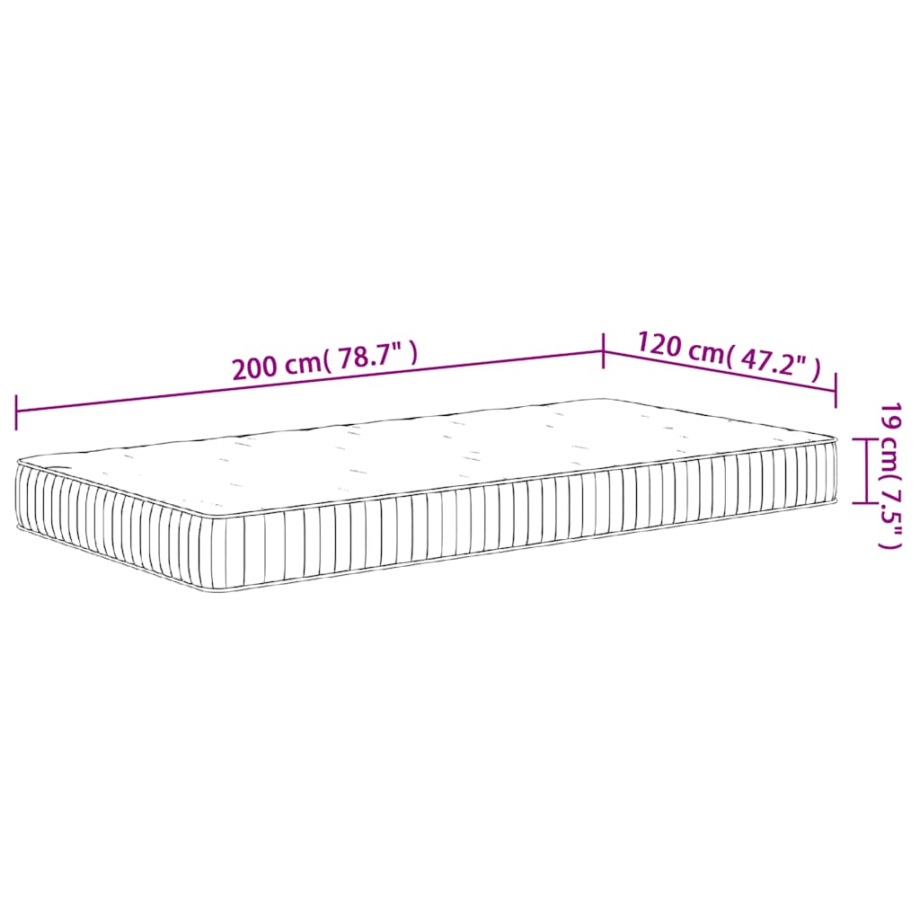 Matelas à ressorts ensachés moyen 120x200 cm Matelas vidaXL