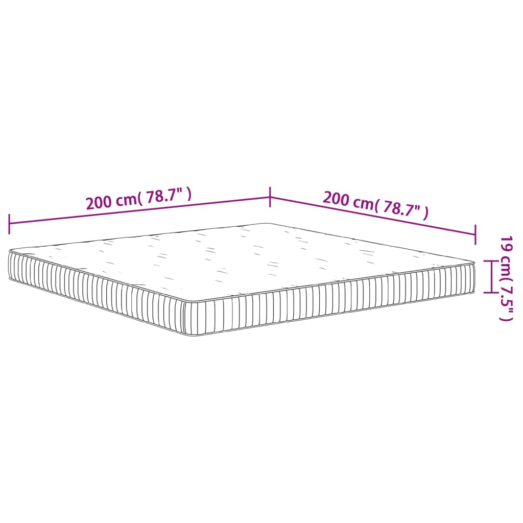 Matelas à ressorts ensachés moyen 200x200 cm Matelas vidaXL   