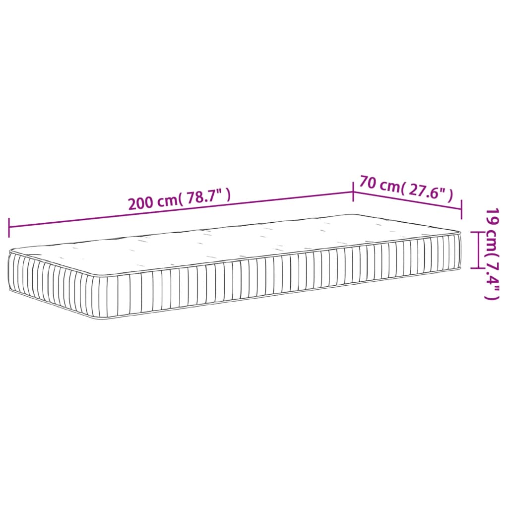 Matelas à ressorts ensachés moyen 70x200 cm Matelas vidaXL   