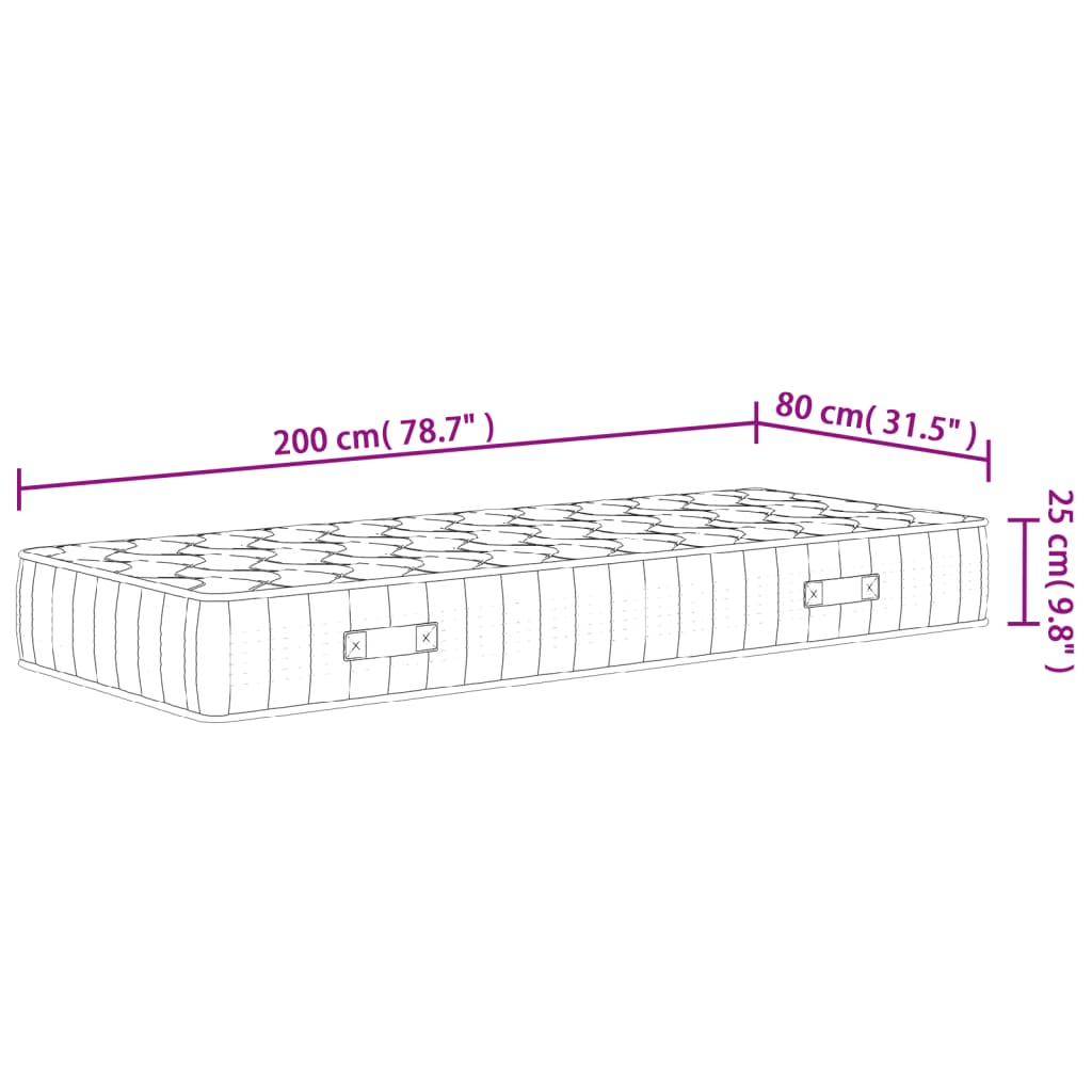 Matelas à ressorts ensachés dureté moyenne 80x200 cm Matelas vidaXL   