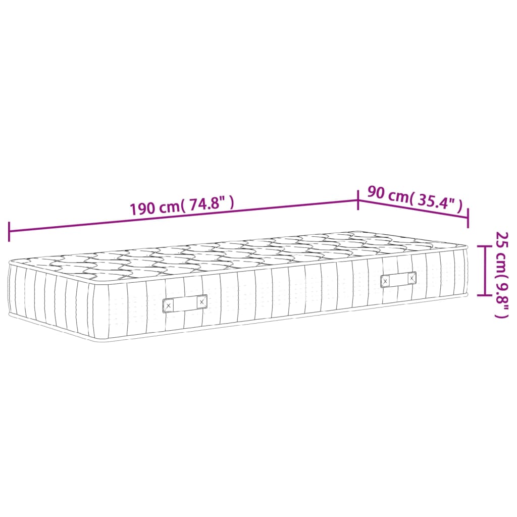 Matelas à ressorts ensachés dureté moyenne 90x190 cm Matelas vidaXL