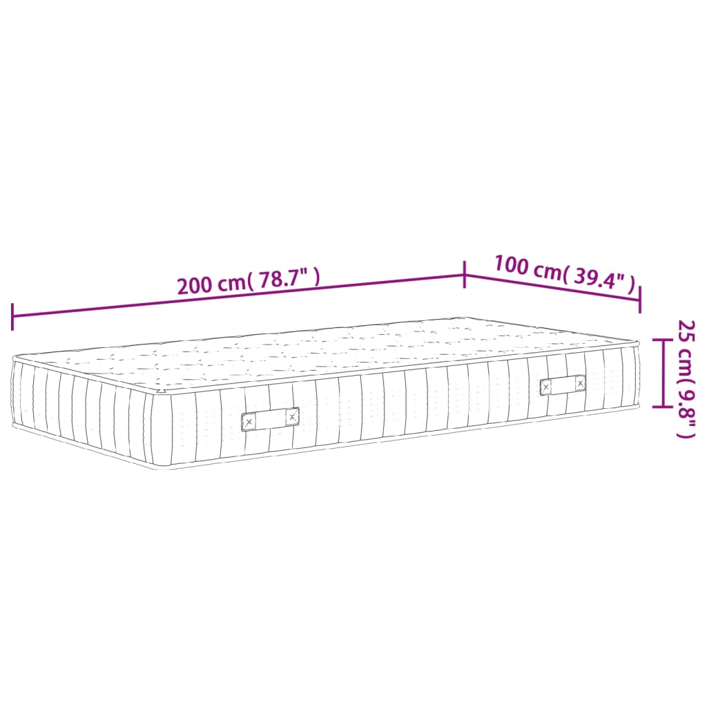 Matelas à ressorts ensachés dureté moyenne 100x200 cm Matelas vidaXL