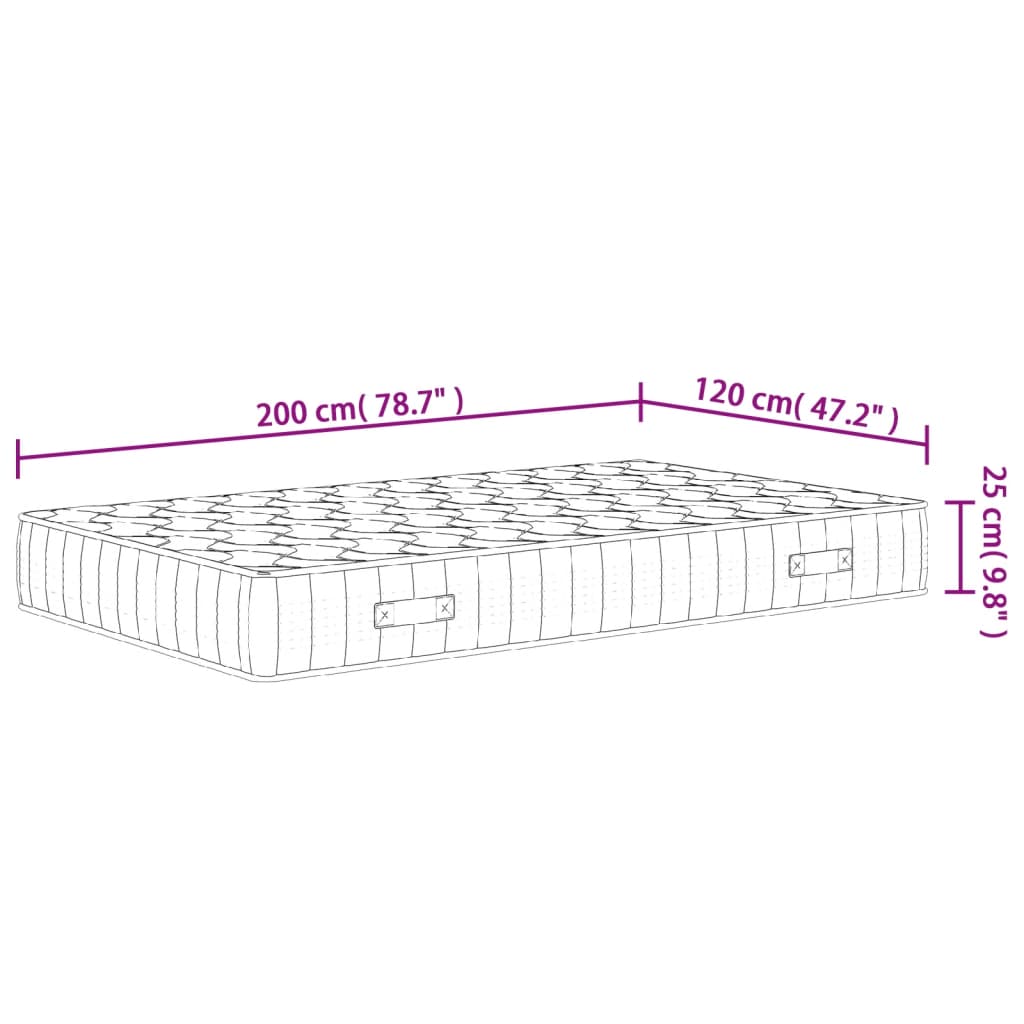 Matelas à ressorts ensachés dureté moyenne 120x200 cm Matelas vidaXL