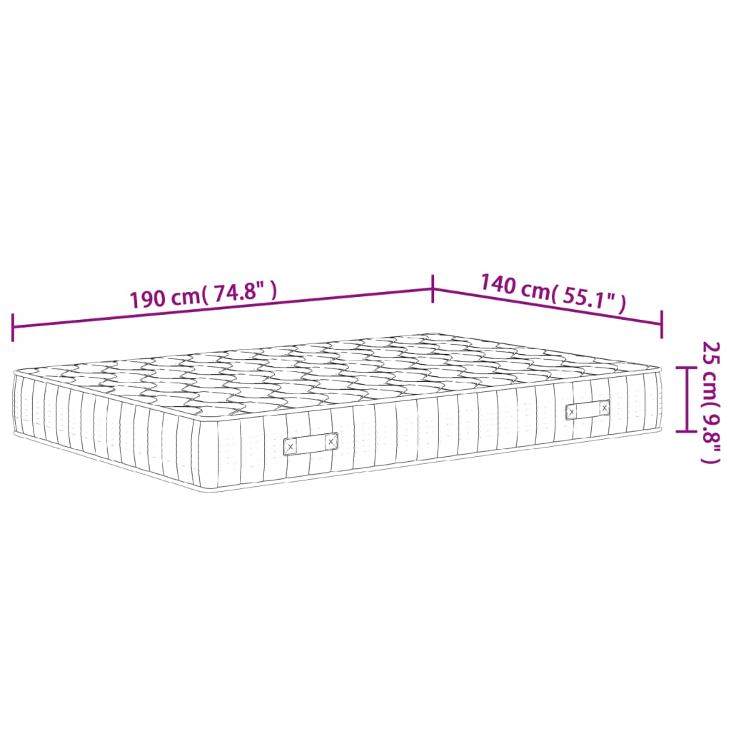 Matelas à ressorts ensachés dureté moyenne 140x190 cm Matelas vidaXL