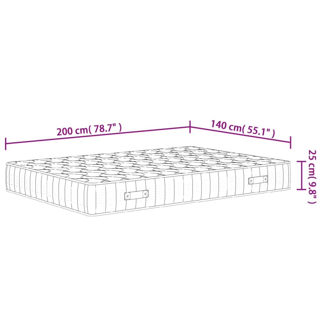 Matelas à ressorts ensachés dureté moyenne 140x200 cm Matelas vidaXL