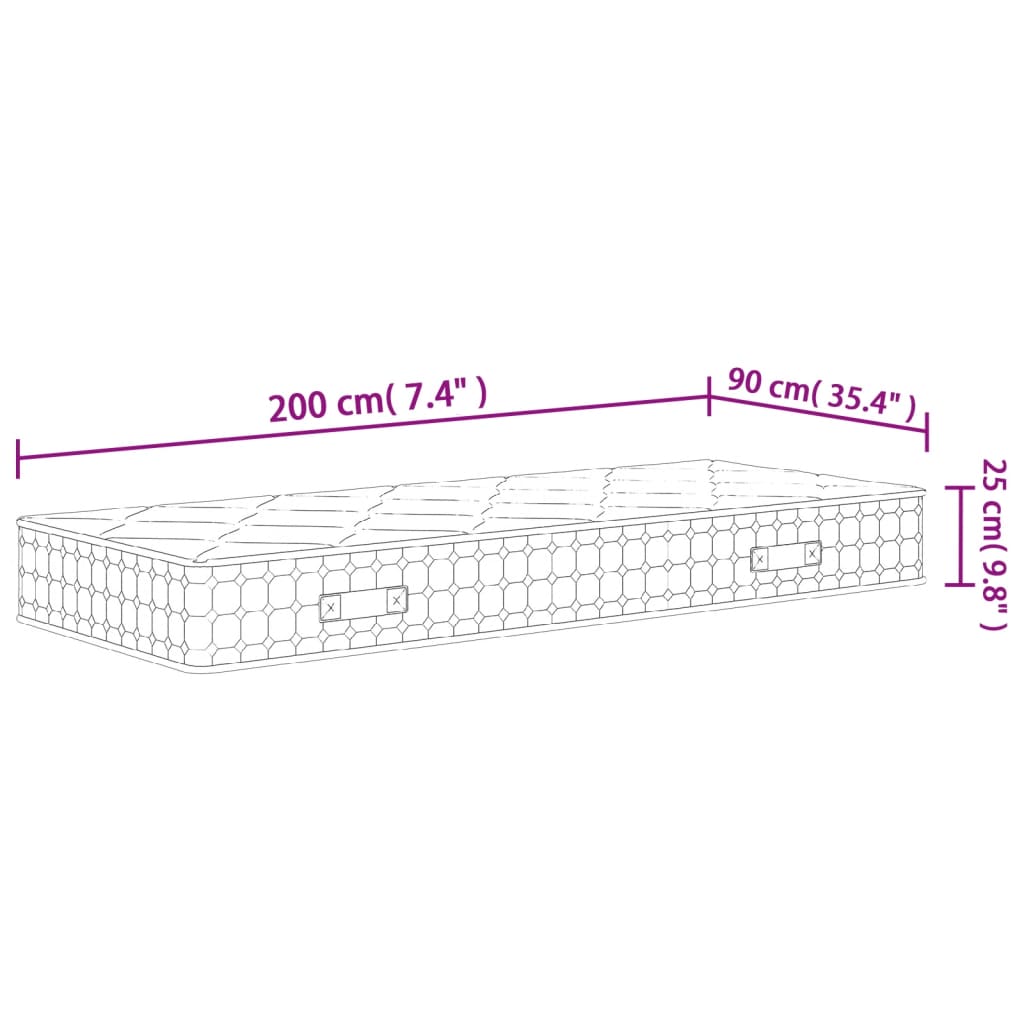 Matelas à ressorts ensachés dureté moyenne 90x200 cm Matelas vidaXL