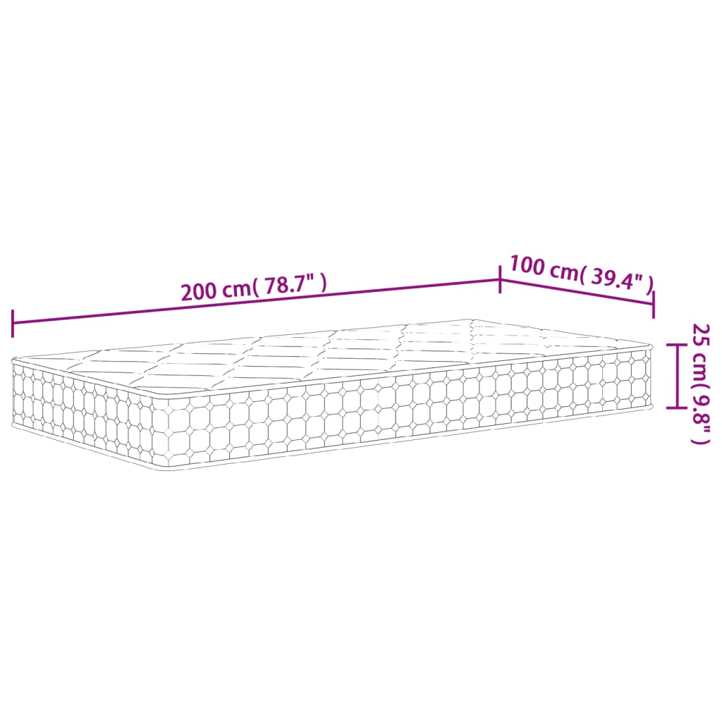 Matelas à ressorts ensachés dureté moyenne 100x200 cm Matelas vidaXL