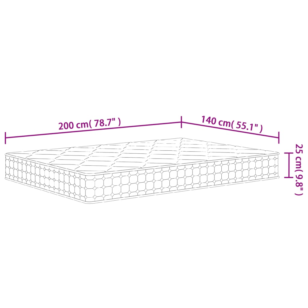 Matelas à ressorts ensachés dureté moyenne 140x200 cm Matelas vidaXL