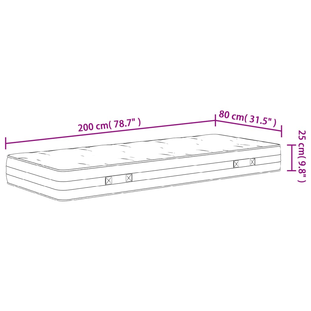 Matelas à ressorts ensachés dureté moyenne 80x200 cm Matelas vidaXL