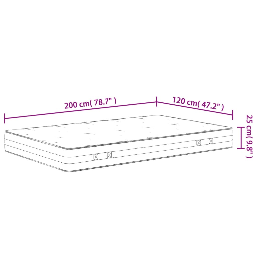 Matelas à ressorts ensachés dureté moyenne 120x200 cm Matelas vidaXL