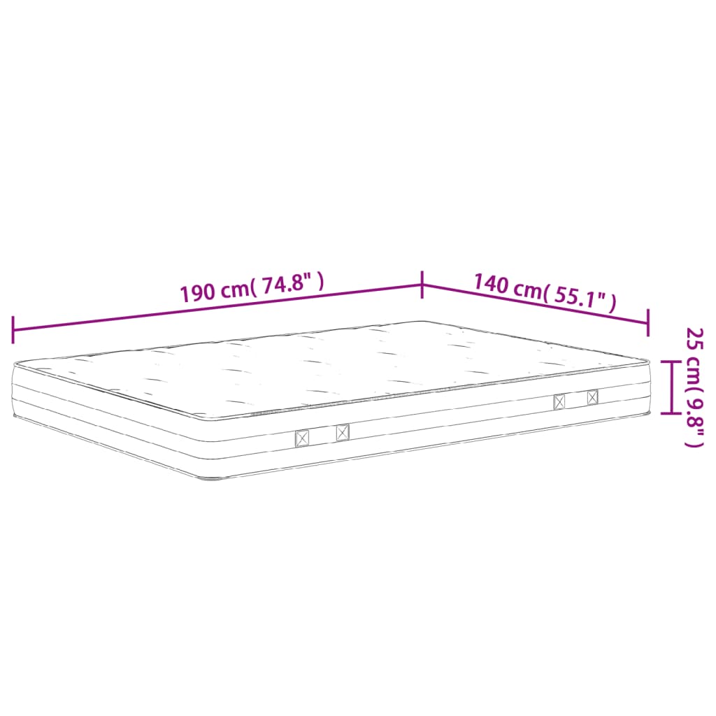 Matelas à ressorts ensachés dureté moyenne 140x190 cm Matelas vidaXL