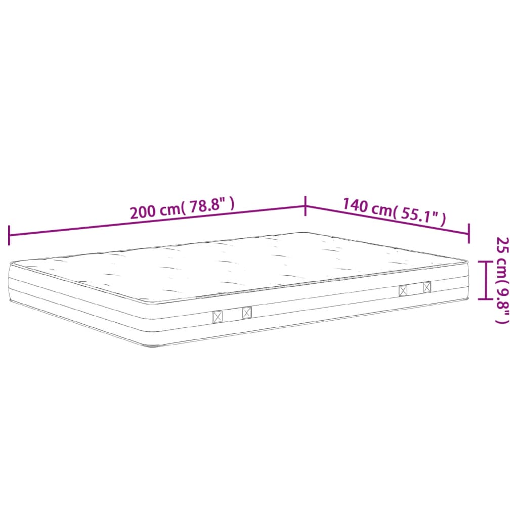 Matelas à ressorts ensachés dureté moyenne 140x200 cm Matelas vidaXL