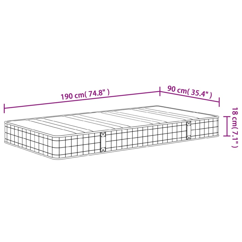 Matelas à ressorts bonnell moyen 90x190 cm Matelas vidaXL   