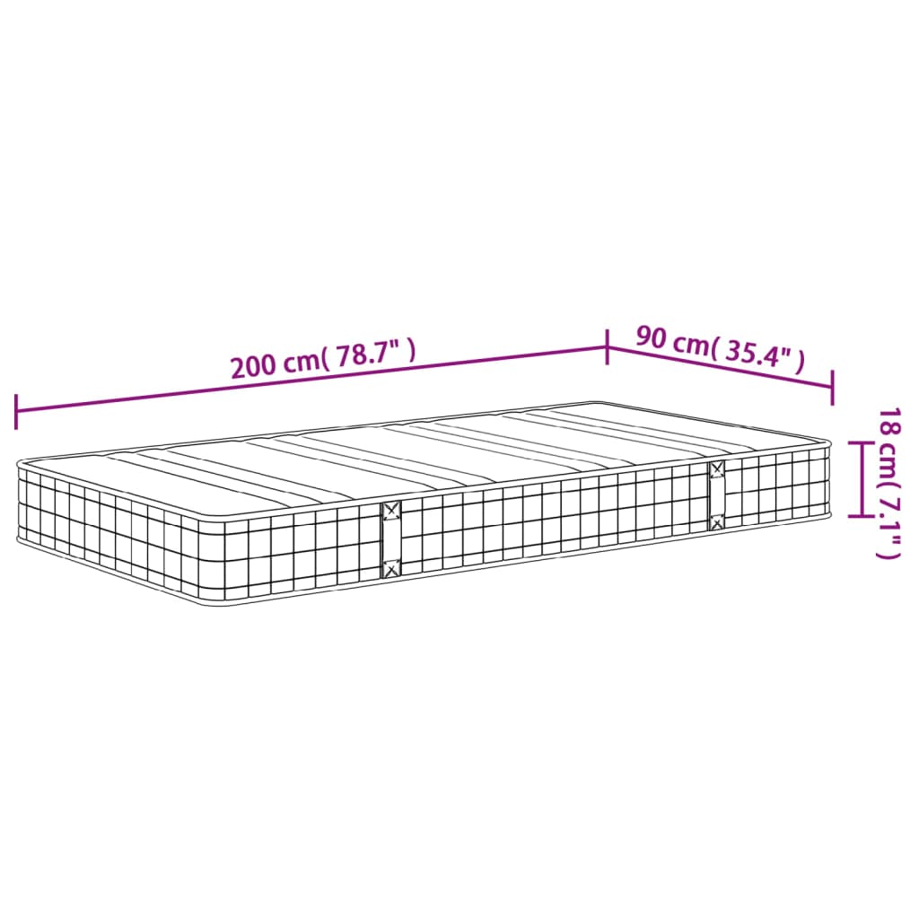 Matelas à ressorts bonnell moyen 90x200 cm Matelas vidaXL   