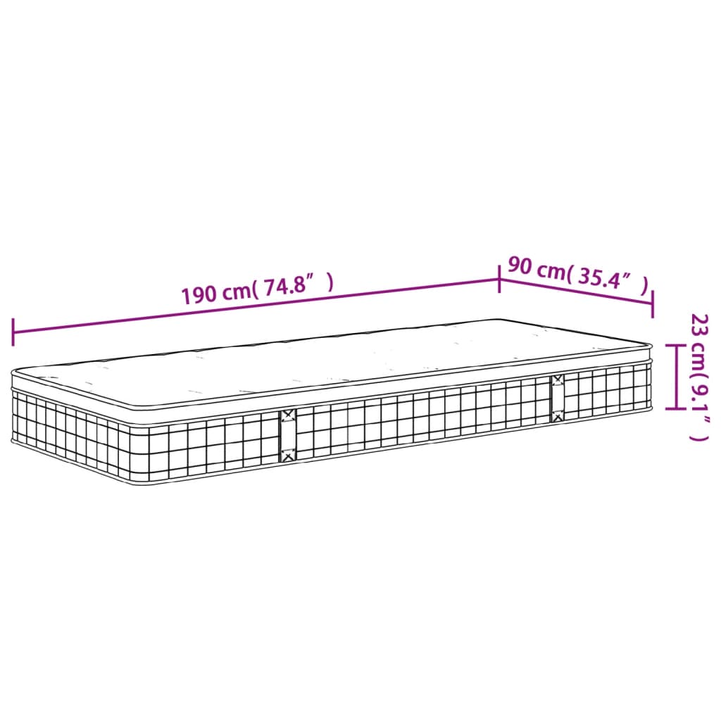 Matelas à ressorts bonnell moyen 90x190 cm Matelas vidaXL   