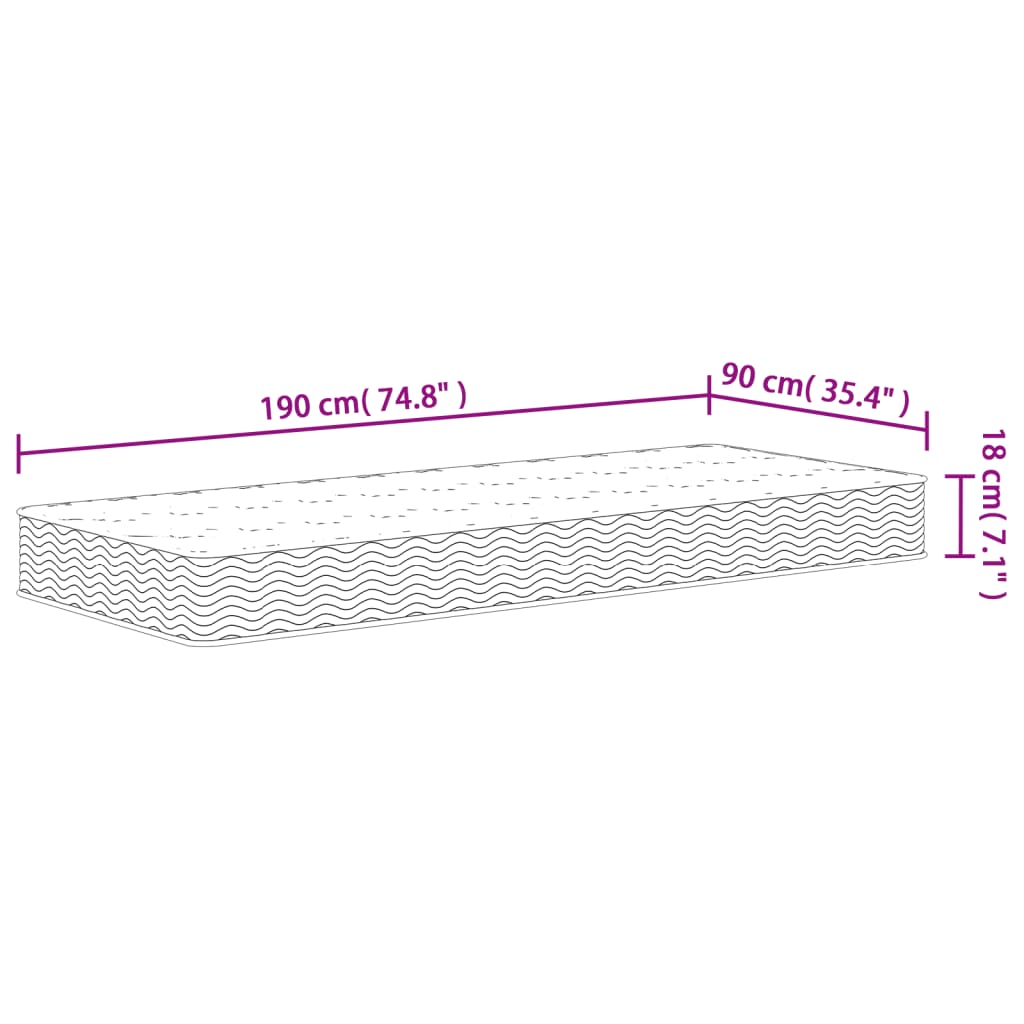 Matelas à ressorts bonnell moyen 90x190 cm Matelas vidaXL   