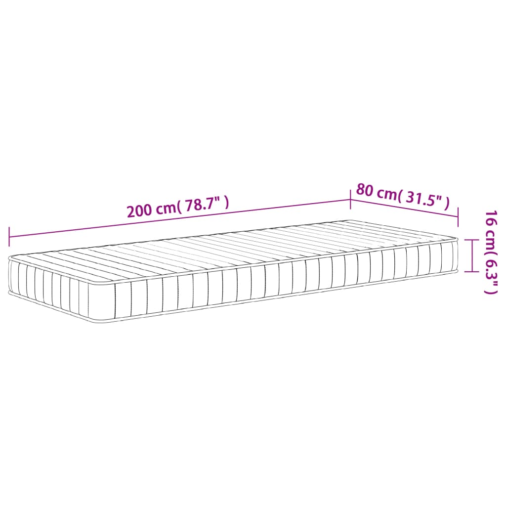 Matelas en mousse moyennement doux 80x200 cm Matelas vidaXL