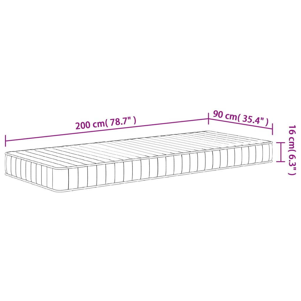 Matelas en mousse moyennement doux 90x200 cm Matelas vidaXL