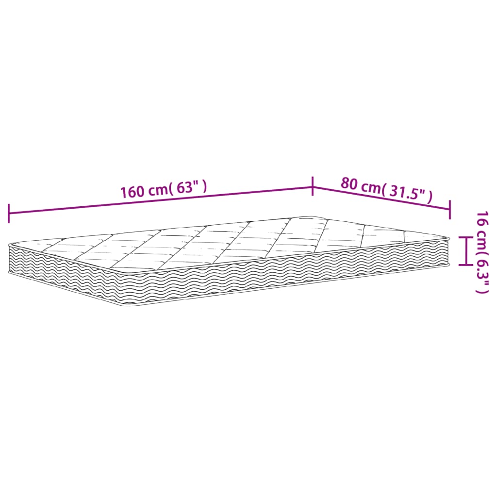 Matelas en mousse pour enfants moyennement doux 80x160 cm Matelas vidaXL