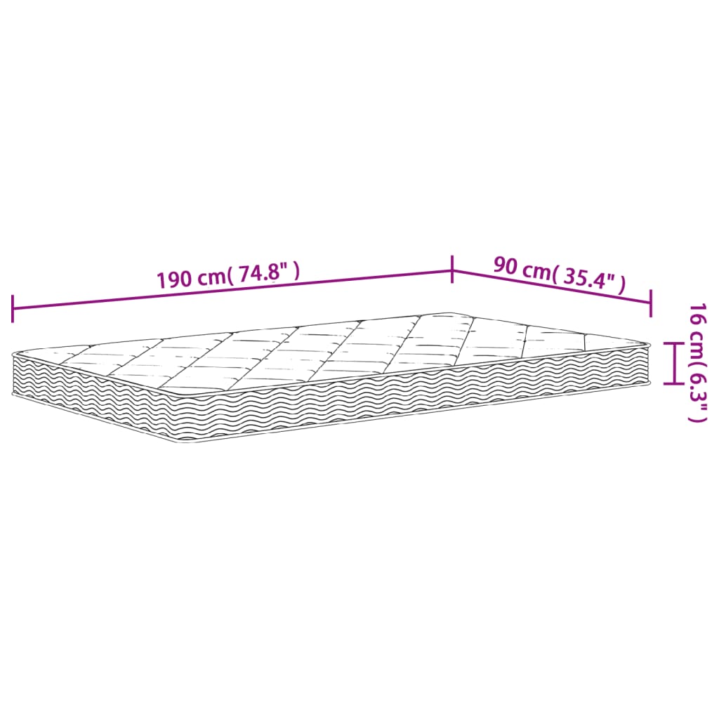 Matelas en mousse moyennement doux 90x190 cm Matelas vidaXL   