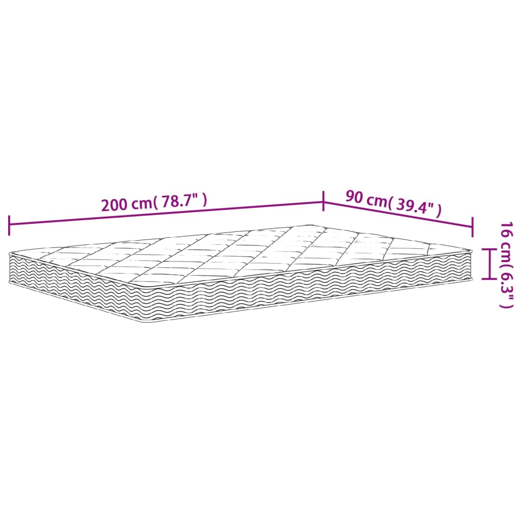 Matelas en mousse moyennement doux 90x200 cm Matelas vidaXL