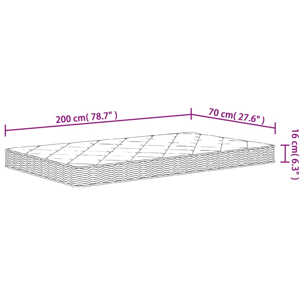 Matelas en mousse moyennement doux 70x200 cm Matelas vidaXL