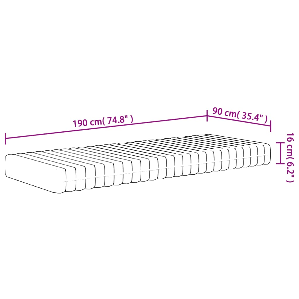 Matelas en mousse moyennement doux 90x190 cm Matelas vidaXL   