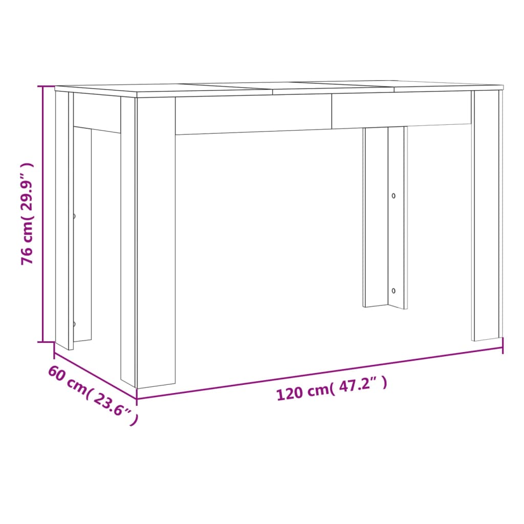 Table à dîner sonoma gris 120x60x76 cm bois d'ingénierie Tables à manger vidaXL   