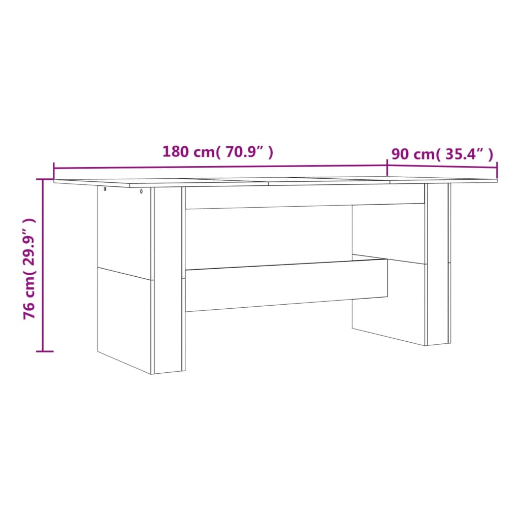 Table à dîner sonoma gris 180x90x76 cm bois d'ingénierie Tables à manger vidaXL   