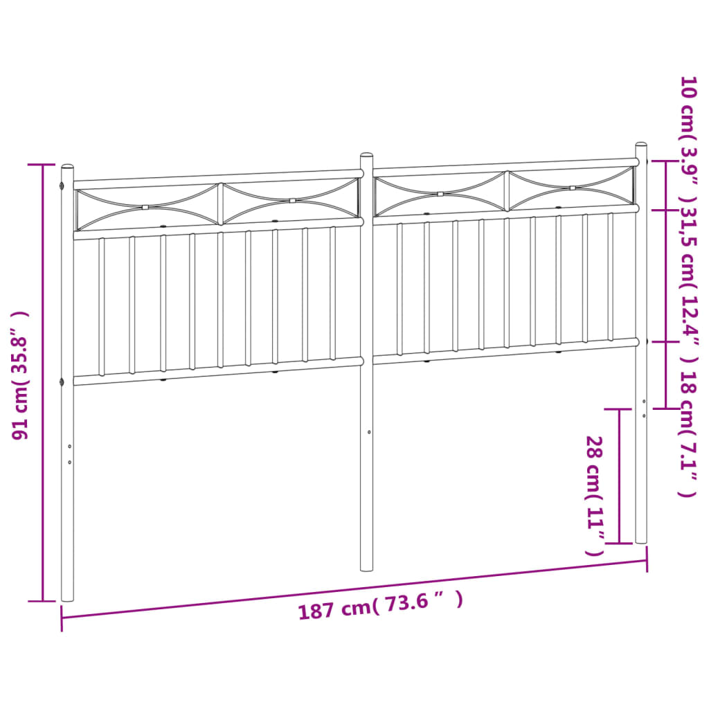 Tête de lit métal noir 180 cm Têtes et pieds de lit vidaXL   