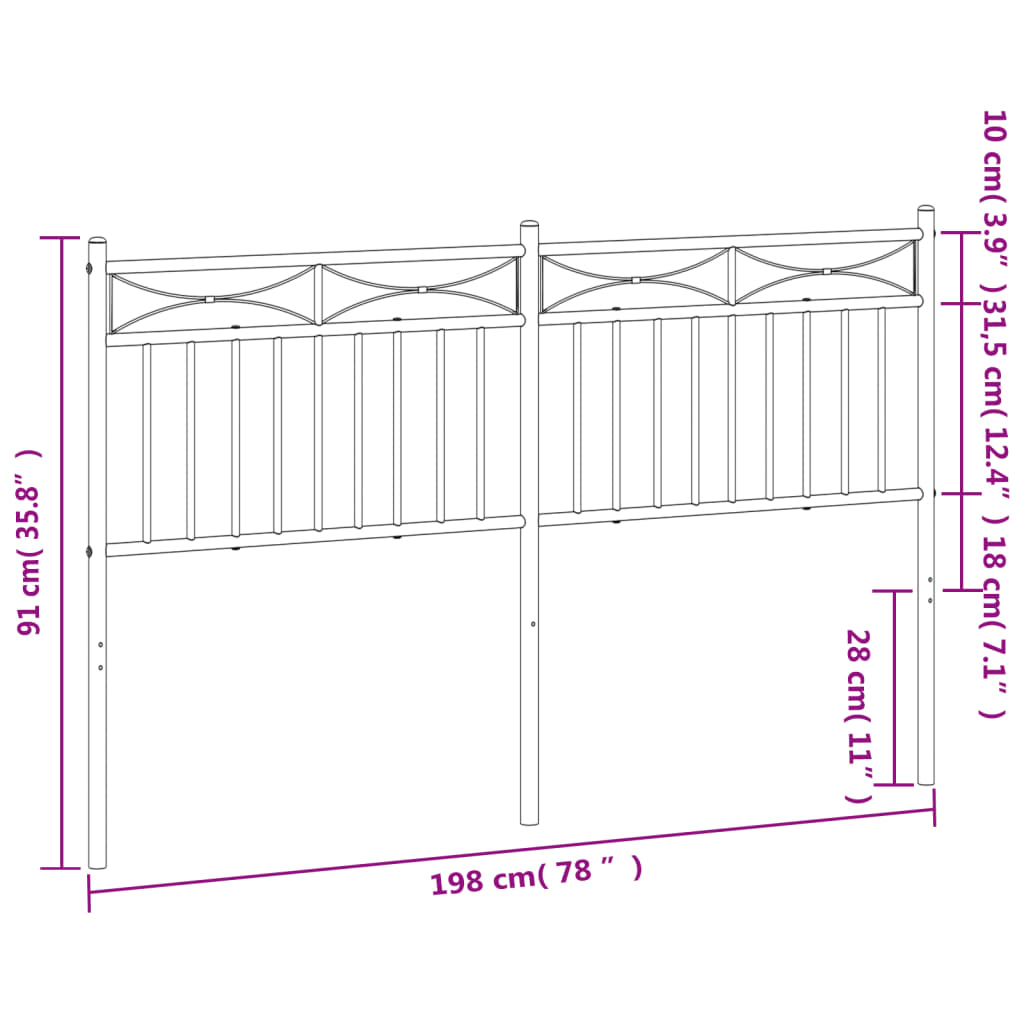 Tête de lit métal noir 193 cm Têtes et pieds de lit vidaXL   