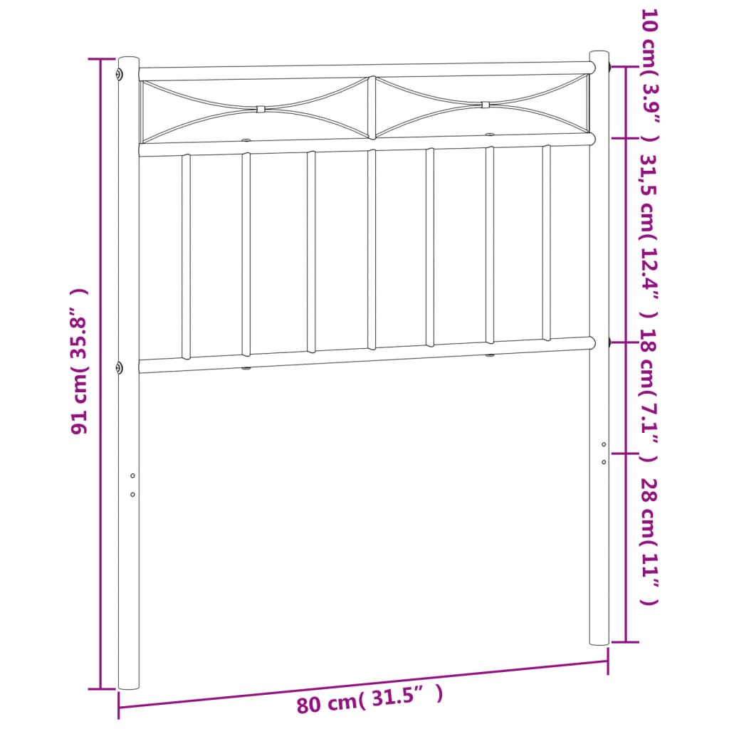 Tête de lit métal blanc 75 cm Têtes et pieds de lit vidaXL   