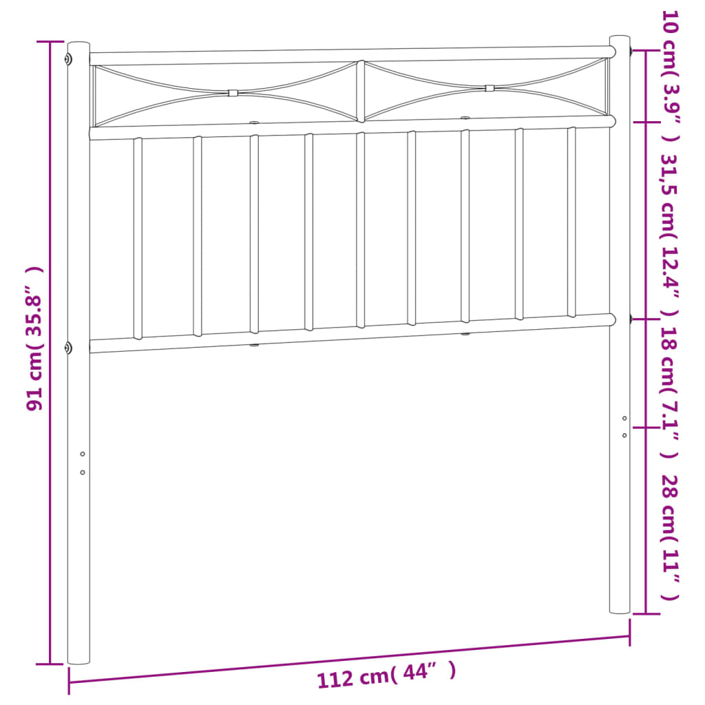 Tête de lit métal blanc 100 cm Têtes et pieds de lit vidaXL   