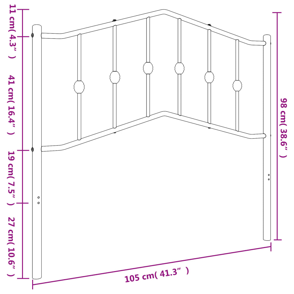 Tête de lit métal noir 100 cm Têtes et pieds de lit vidaXL   