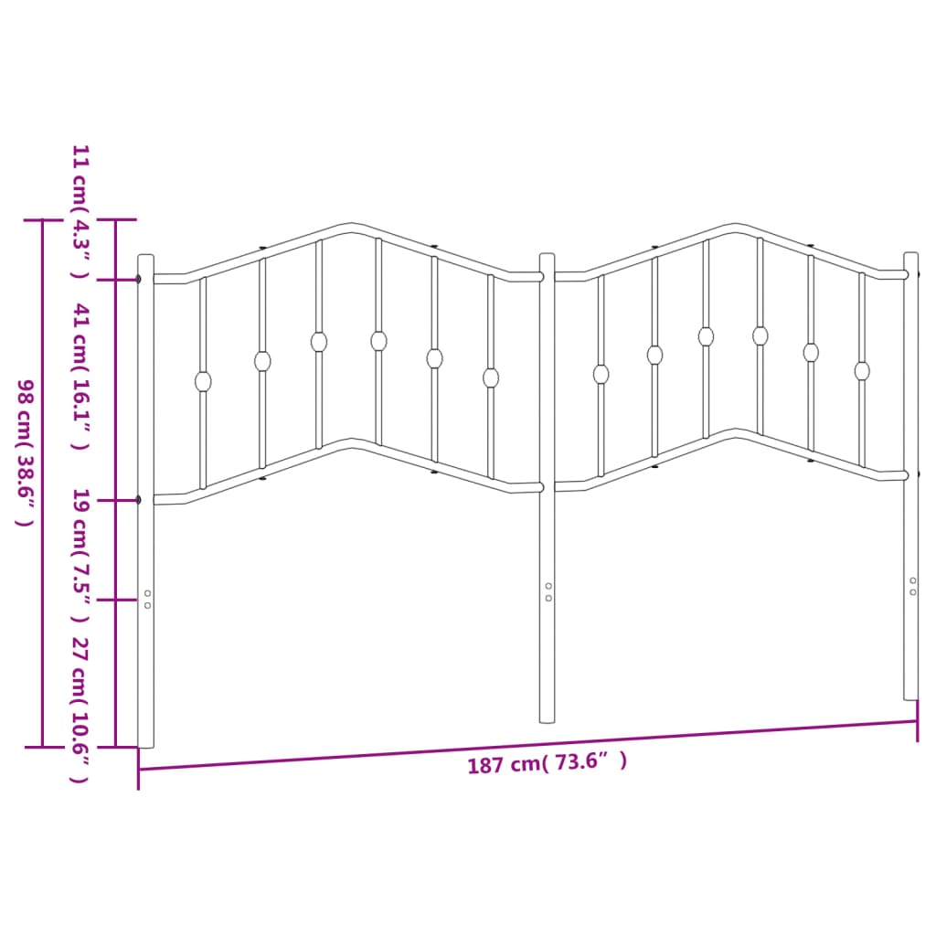 Tête de lit métal noir 180 cm Têtes et pieds de lit vidaXL   